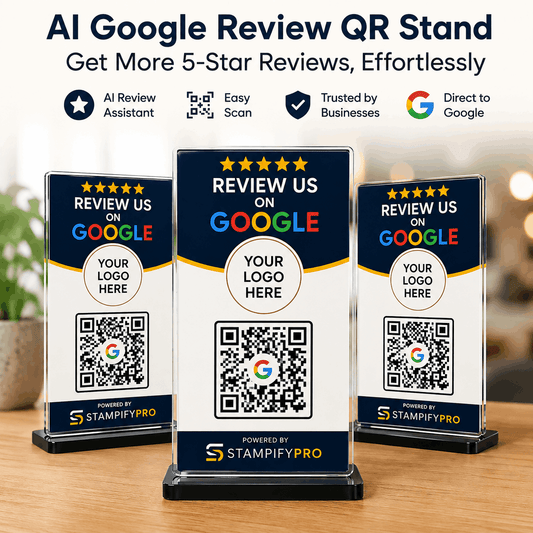 Smart Review QR Stand – AI Google Review Stand for Businesses