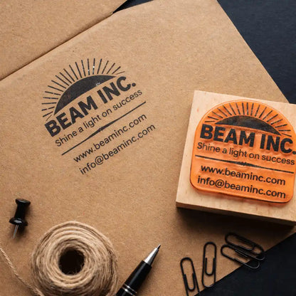 Wooden handle custom rubber stamp close-up