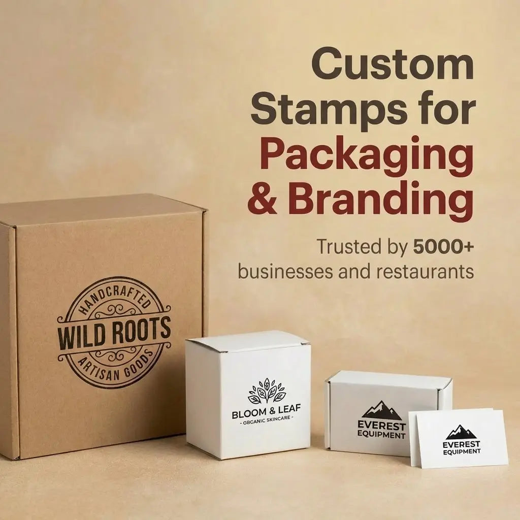 Premium custom rubber stamp with business logo for packaging and branding - mobile