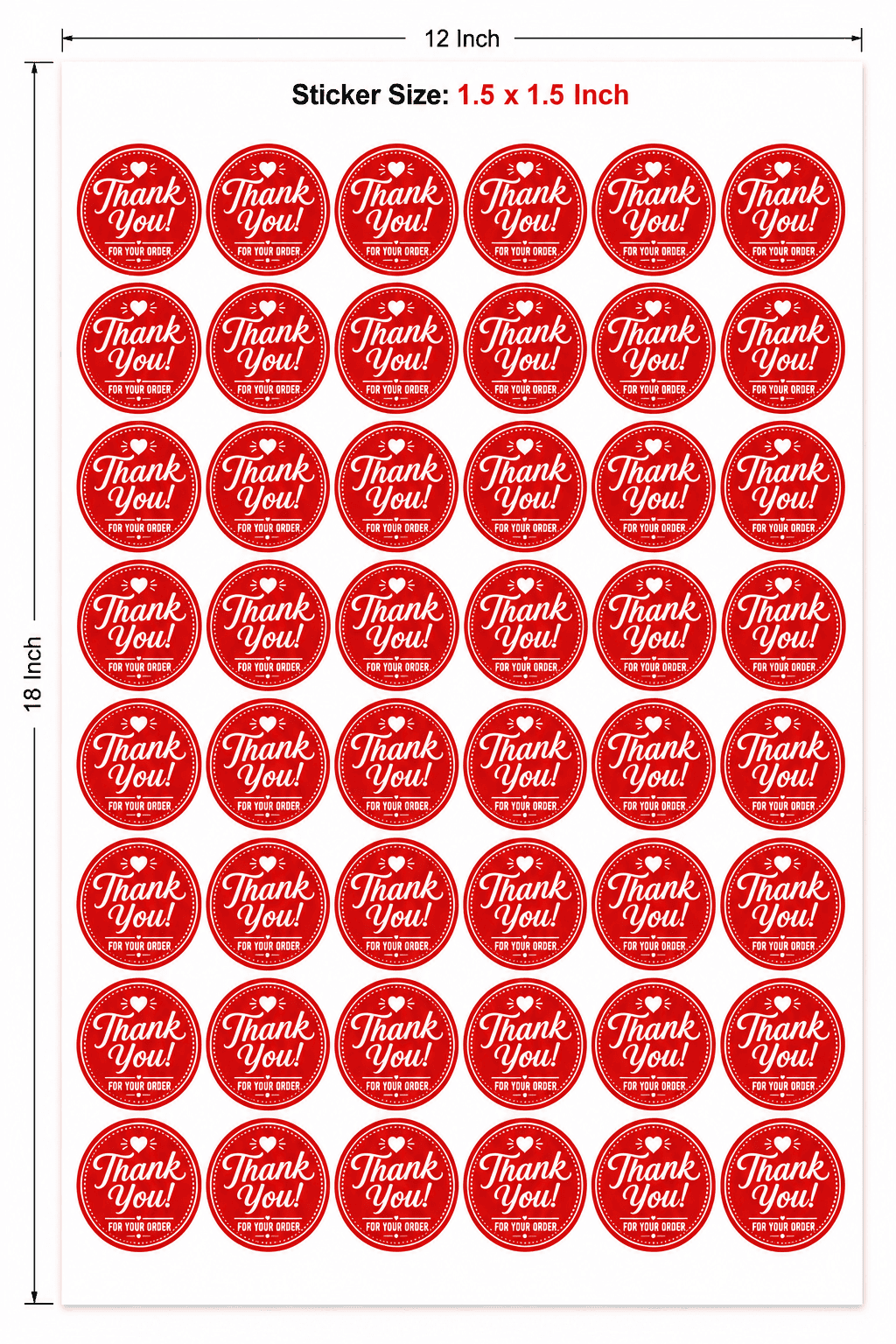 Thank You Packaging Stickers – 450 Round Labels (1.5" × 1.5")