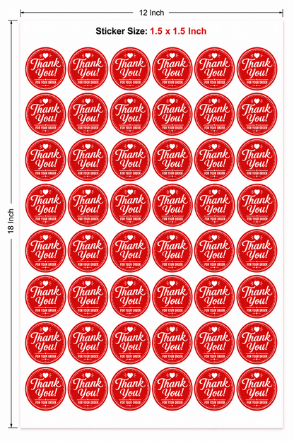 Thank You Packaging Stickers – 450 Round Labels (1.5" × 1.5")