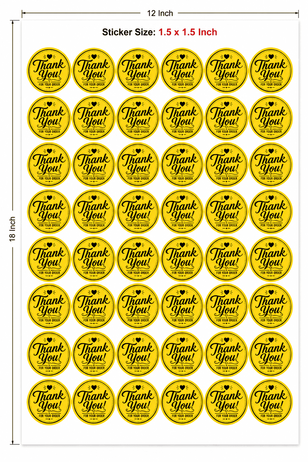 Thank You Packaging Stickers – 450 Round Labels (1.5" × 1.5")