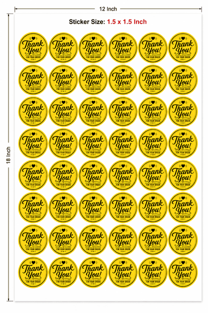 Thank You Packaging Stickers – 450 Round Labels (1.5" × 1.5")