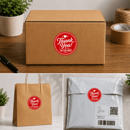 Thank You Packaging Stickers – 450 Round Labels (1.5" × 1.5")