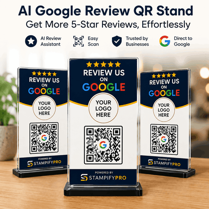 Smart Review QR Stand – AI Google Review Stand for Businesses
