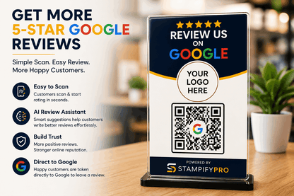 Smart Review QR Stand – AI Google Review Stand for Businesses